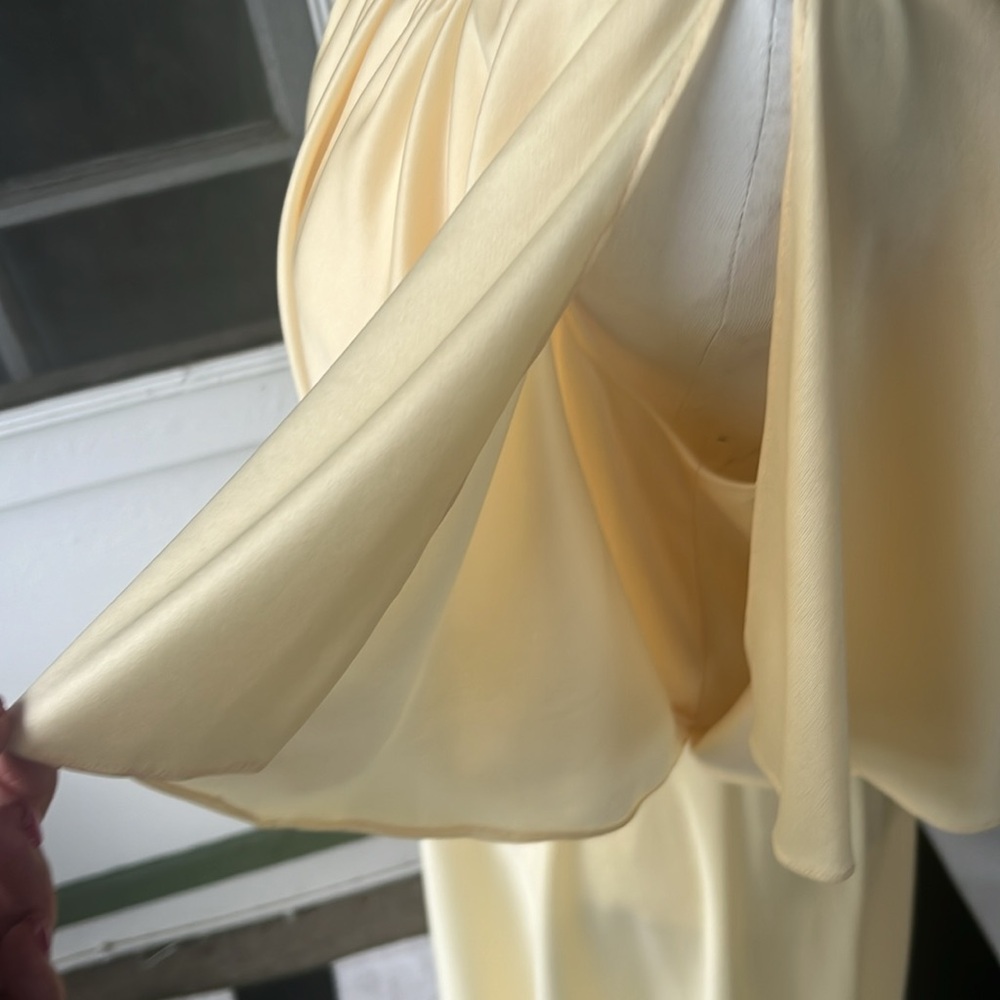 VTG 70s Yellow Dress with Flutter Sleeves - Picture 4 of 15
